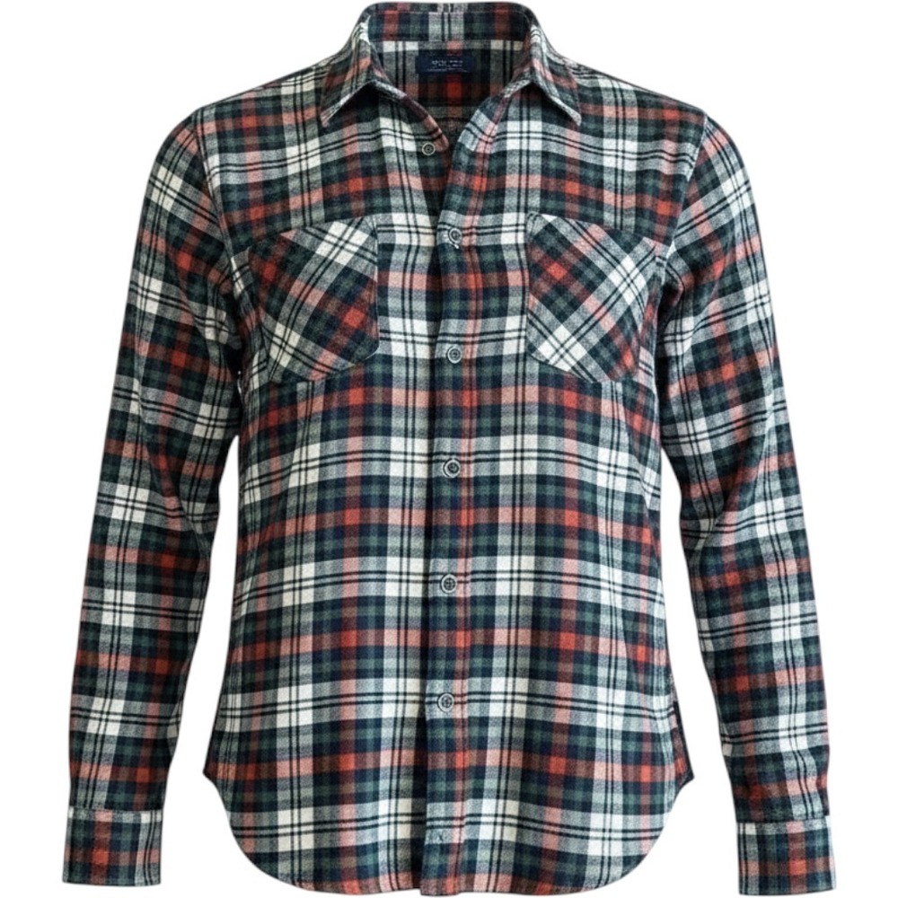 On The Road Flannel Shirt‎ Mens L Multicolor Plaid Slim Fit Rugged Outdoor